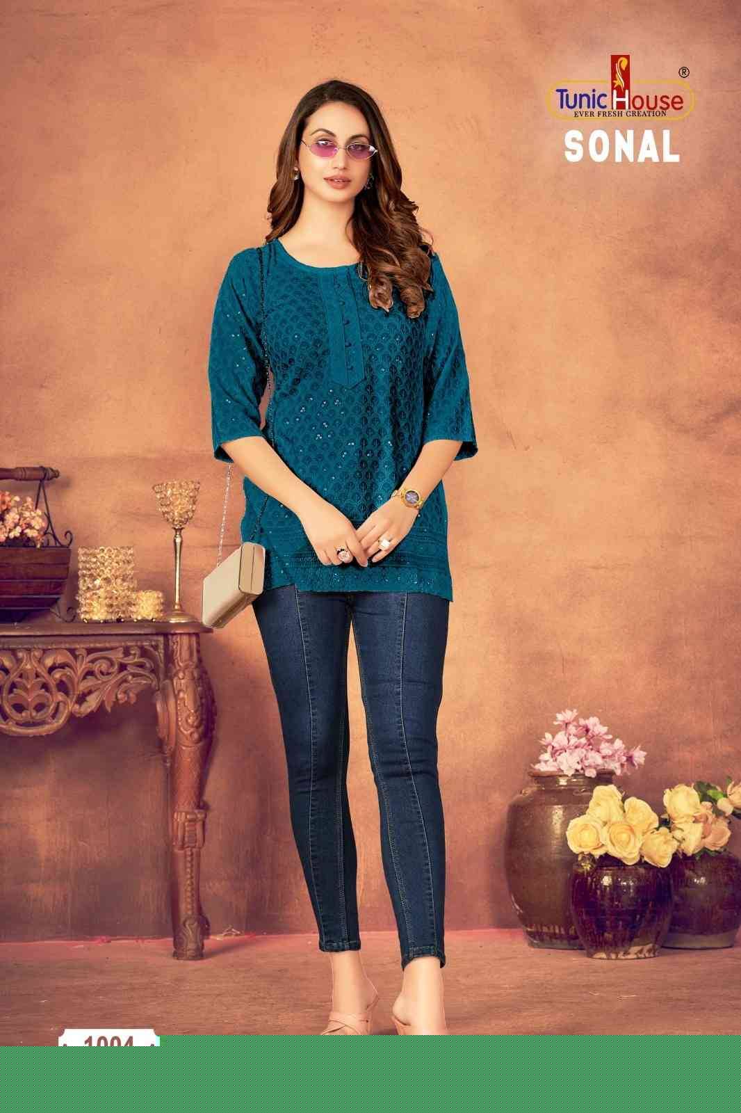 Sonal By Tunic House Designer Stylish Fancy Colorful Beautiful Party Wear & Ethnic Wear Collection Viscose Rayon With Work Tops At Wholesale Price