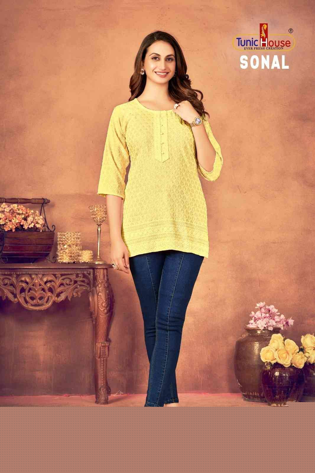 Sonal By Tunic House Designer Stylish Fancy Colorful Beautiful Party Wear & Ethnic Wear Collection Viscose Rayon With Work Tops At Wholesale Price