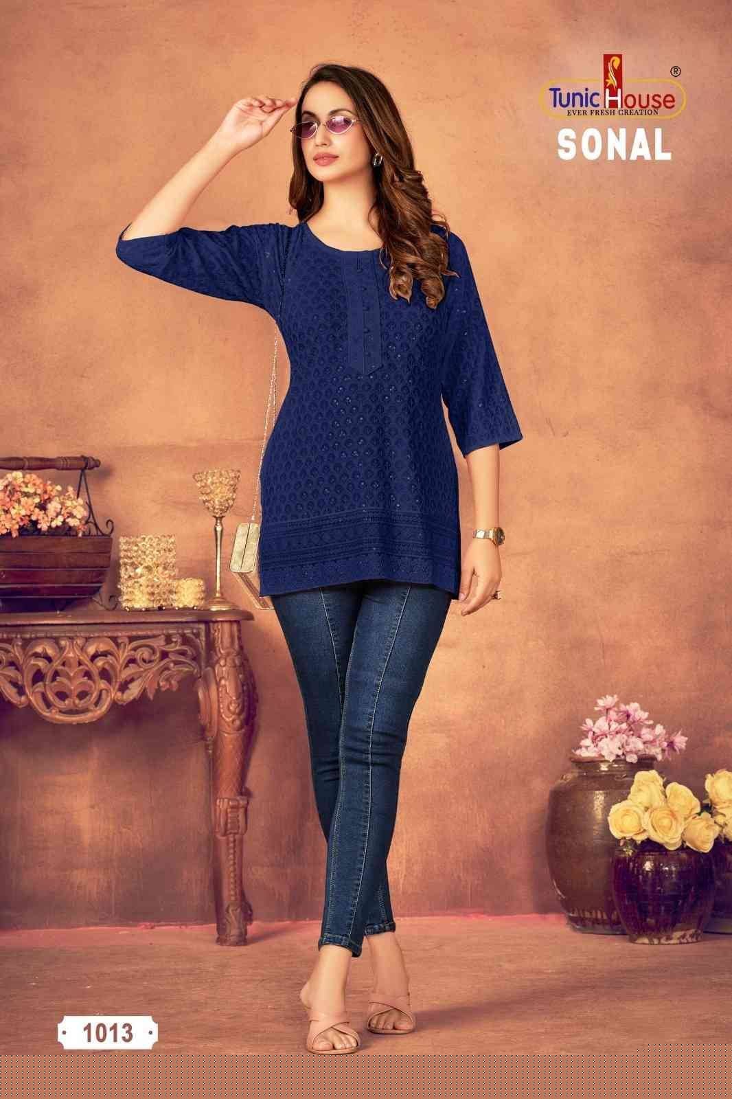 Sonal By Tunic House Designer Stylish Fancy Colorful Beautiful Party Wear & Ethnic Wear Collection Viscose Rayon With Work Tops At Wholesale Price
