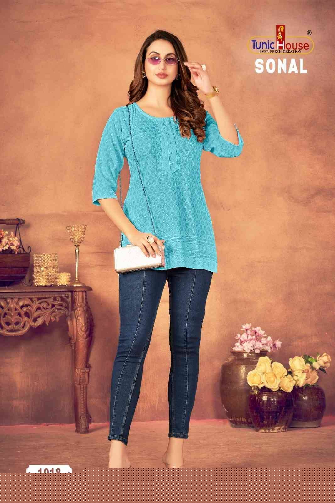 Sonal By Tunic House Designer Stylish Fancy Colorful Beautiful Party Wear & Ethnic Wear Collection Viscose Rayon With Work Tops At Wholesale Price
