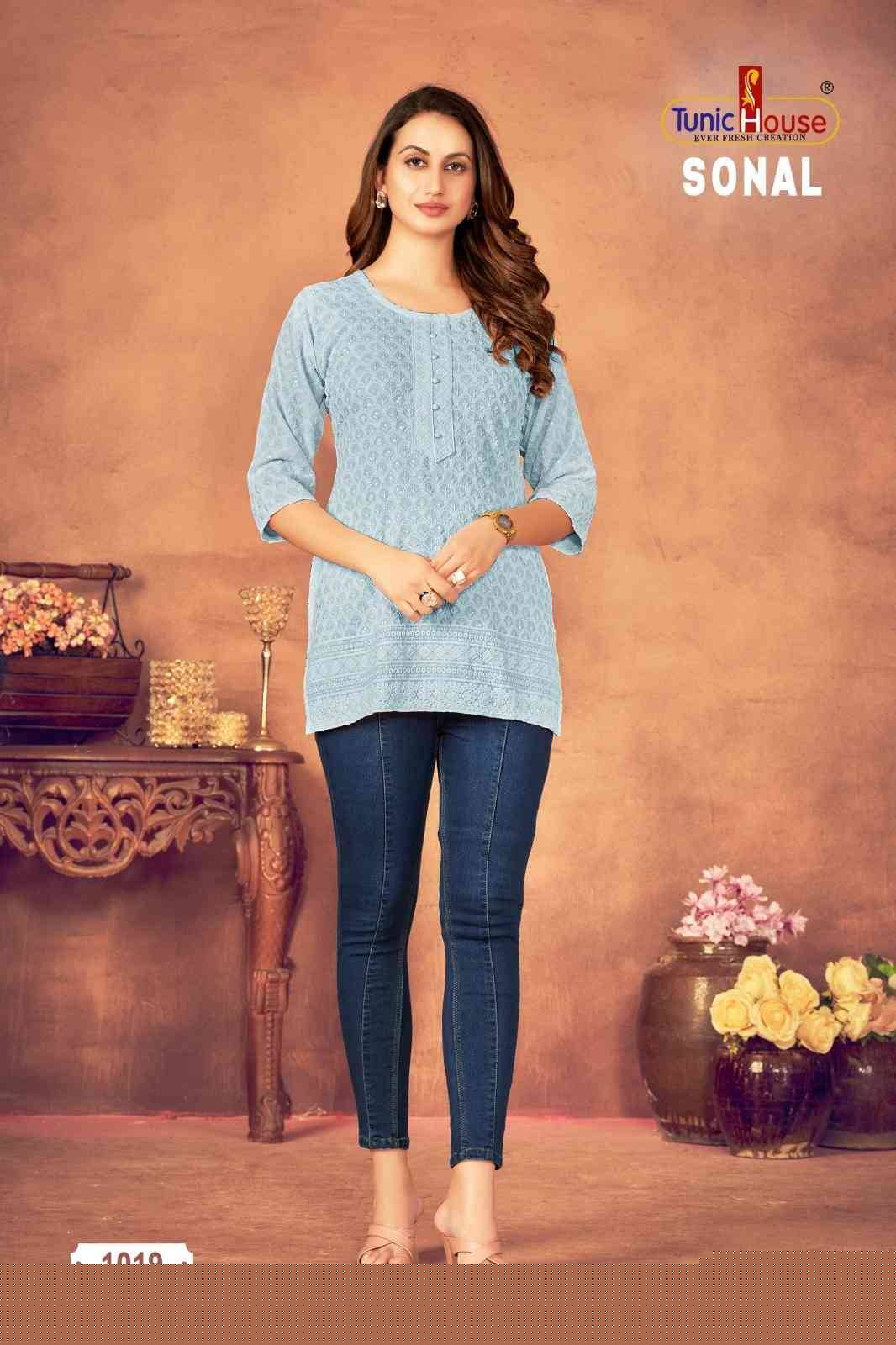 Sonal By Tunic House Designer Stylish Fancy Colorful Beautiful Party Wear & Ethnic Wear Collection Viscose Rayon With Work Tops At Wholesale Price