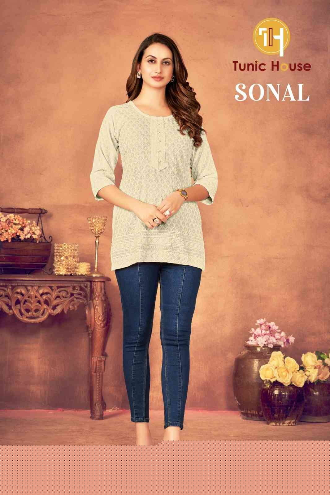 Sonal By Tunic House Designer Stylish Fancy Colorful Beautiful Party Wear & Ethnic Wear Collection Viscose Rayon With Work Tops At Wholesale Price