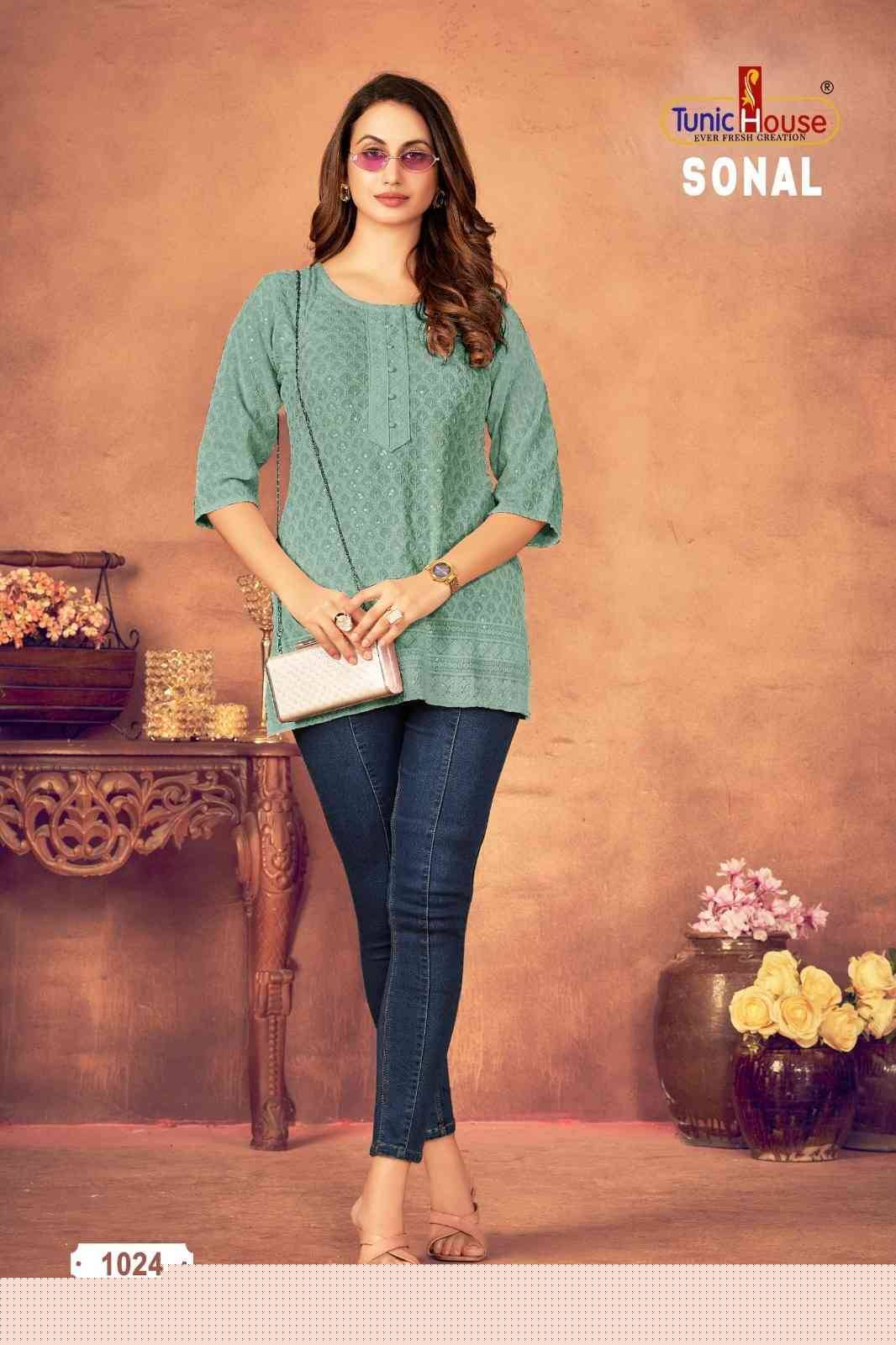 Sonal By Tunic House Designer Stylish Fancy Colorful Beautiful Party Wear & Ethnic Wear Collection Viscose Rayon With Work Tops At Wholesale Price