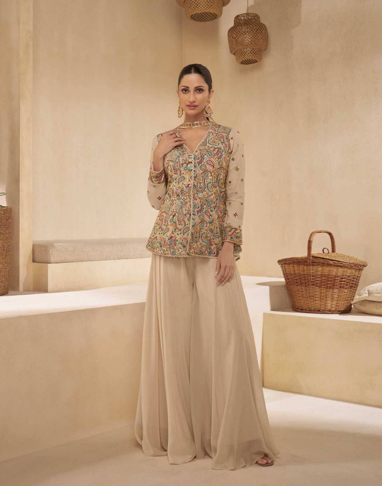 Sitara By Sayuri 5495 To 5498 Series Beautiful Sharara Suits Colorful Stylish Fancy Casual Wear & Ethnic Wear Georgette Dresses At Wholesale Price
