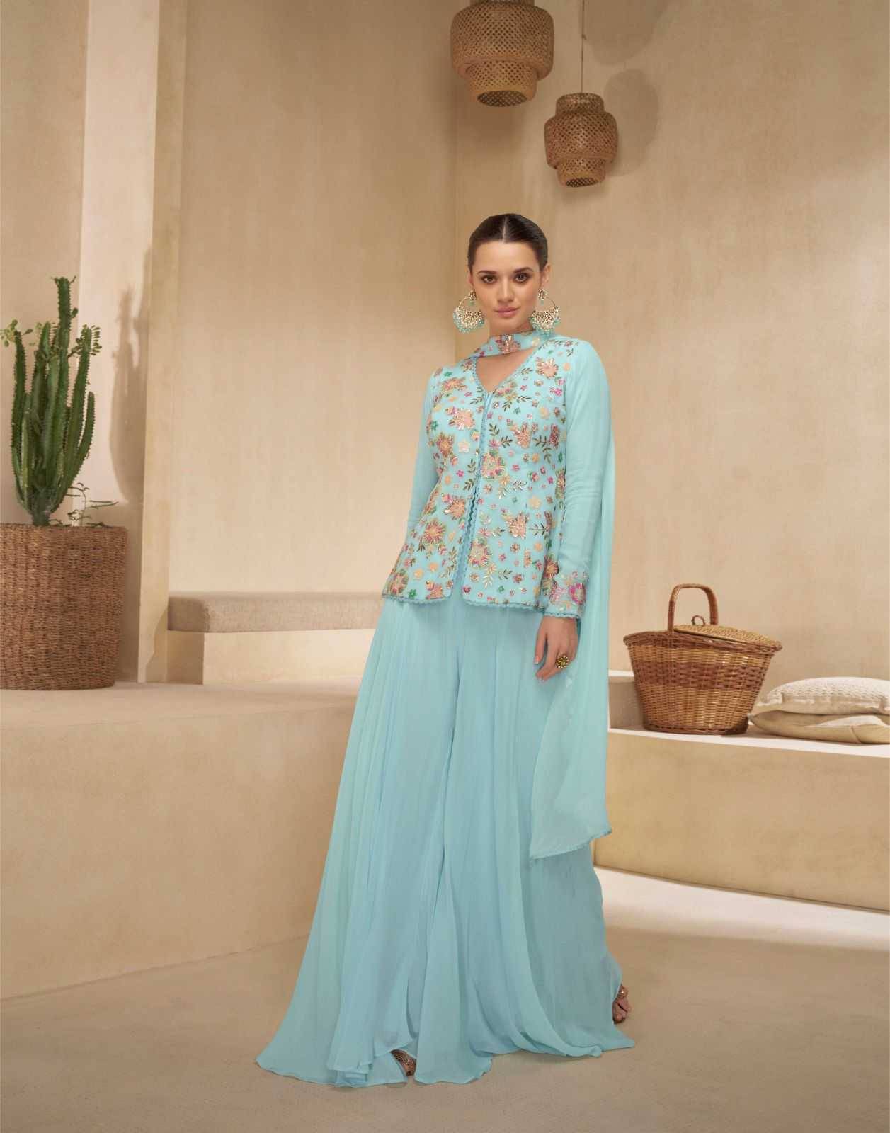 Sitara By Sayuri 5495 To 5498 Series Beautiful Sharara Suits Colorful Stylish Fancy Casual Wear & Ethnic Wear Georgette Dresses At Wholesale Price