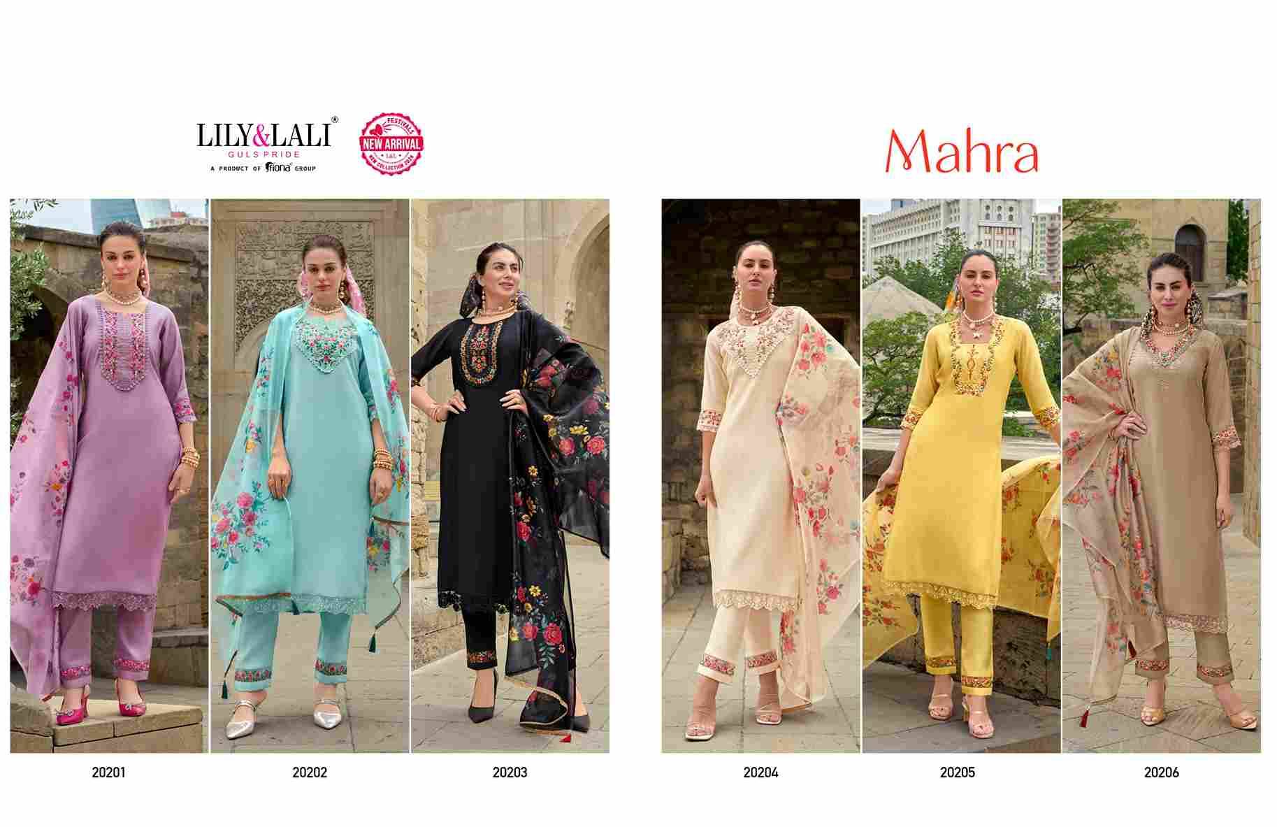 Mahra By Lily And Lali 20201 To 20206 Series Beautiful Stylish Festive Suits Fancy Colorful Casual Wear & Ethnic Wear & Ready To Wear Milan Silk Dresses At Wholesale Price