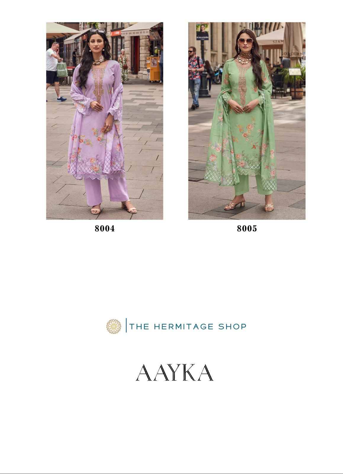 Aayka By The Hermitage Shop 8000 To 8005 Series Beautiful Festive Suits Colorful Stylish Fancy Casual Wear & Ethnic Wear Pure Lawn Cotton Dresses At Wholesale Price