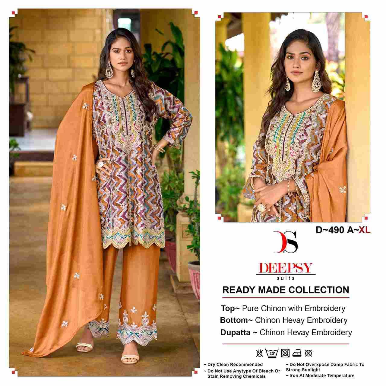 Deepsy Hit Design 490 By Deepsy Suits 490-A To 490-C Series Pakistani Suits Beautiful Fancy Colorful Stylish Party Wear & Occasional Wear Pure Chinnon Embroidered Dresses At Wholesale Price