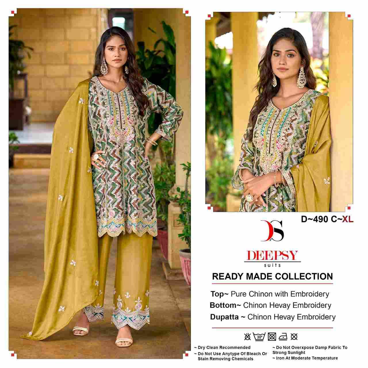 Deepsy Hit Design 490 By Deepsy Suits 490-A To 490-C Series Pakistani Suits Beautiful Fancy Colorful Stylish Party Wear & Occasional Wear Pure Chinnon Embroidered Dresses At Wholesale Price