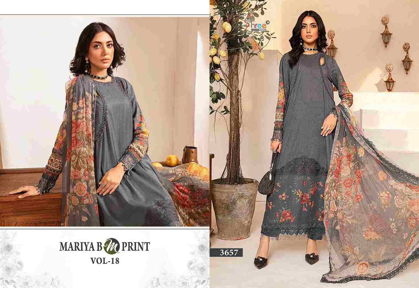 Mariya B Mprint Vol-18 By Shree Fabs 3655 To 3660 Series Beautiful Pakistani Suits Colorful Stylish Fancy Casual Wear & Ethnic Wear Pure Cotton Embroidered Dresses At Wholesale Price
