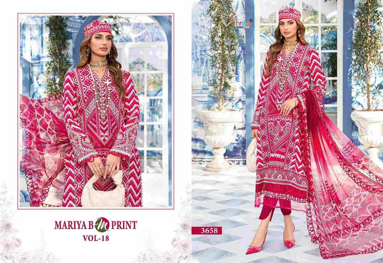 Mariya B Mprint Vol-18 By Shree Fabs 3655 To 3660 Series Beautiful Pakistani Suits Colorful Stylish Fancy Casual Wear & Ethnic Wear Pure Cotton Embroidered Dresses At Wholesale Price