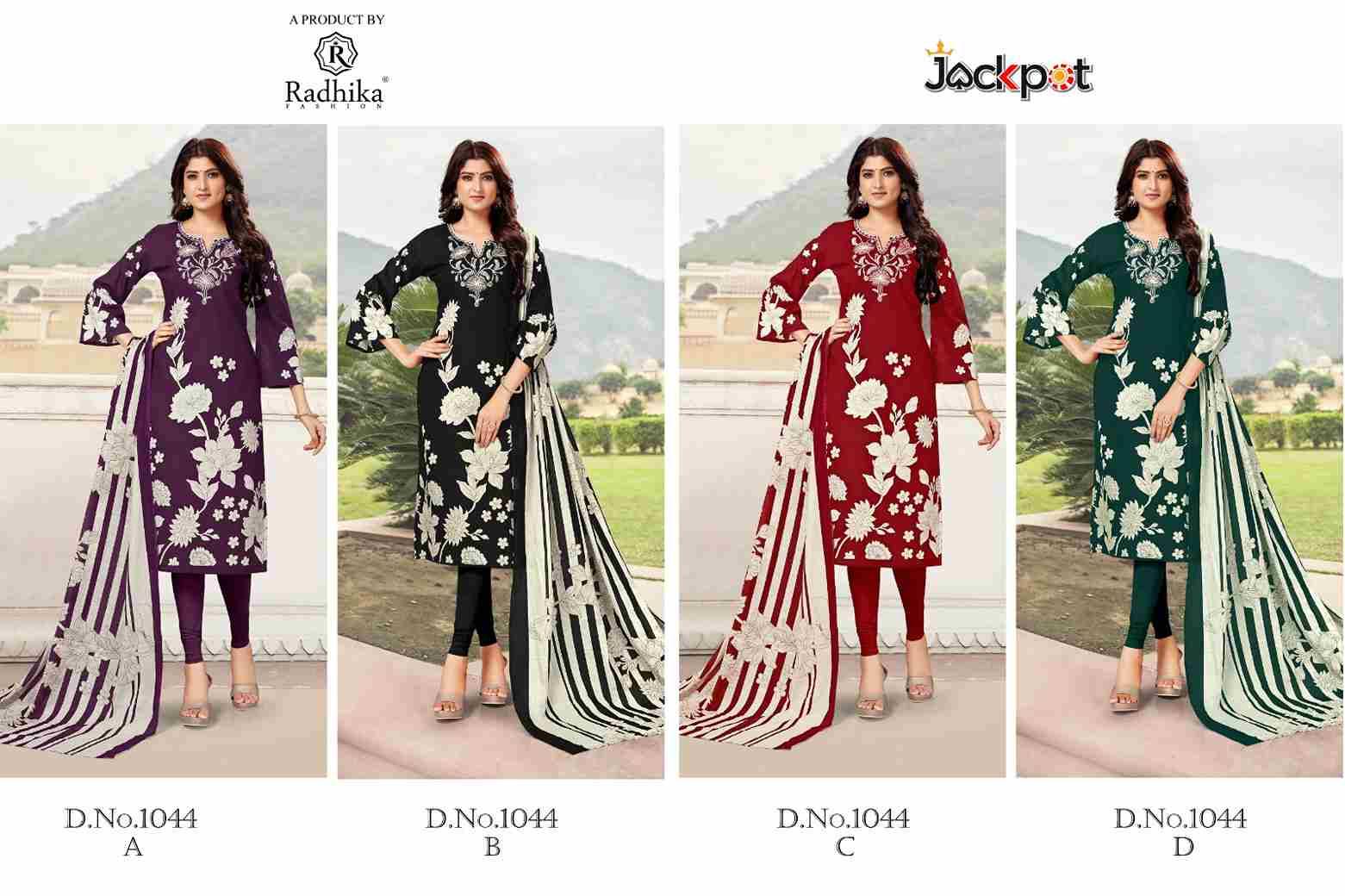 Jackport By Azara 1044-A To 1044-D Series Beautiful Festive Suits Stylish Fancy Colorful Casual Wear & Ethnic Wear Cambric Cotton Print Dresses At Wholesale Price