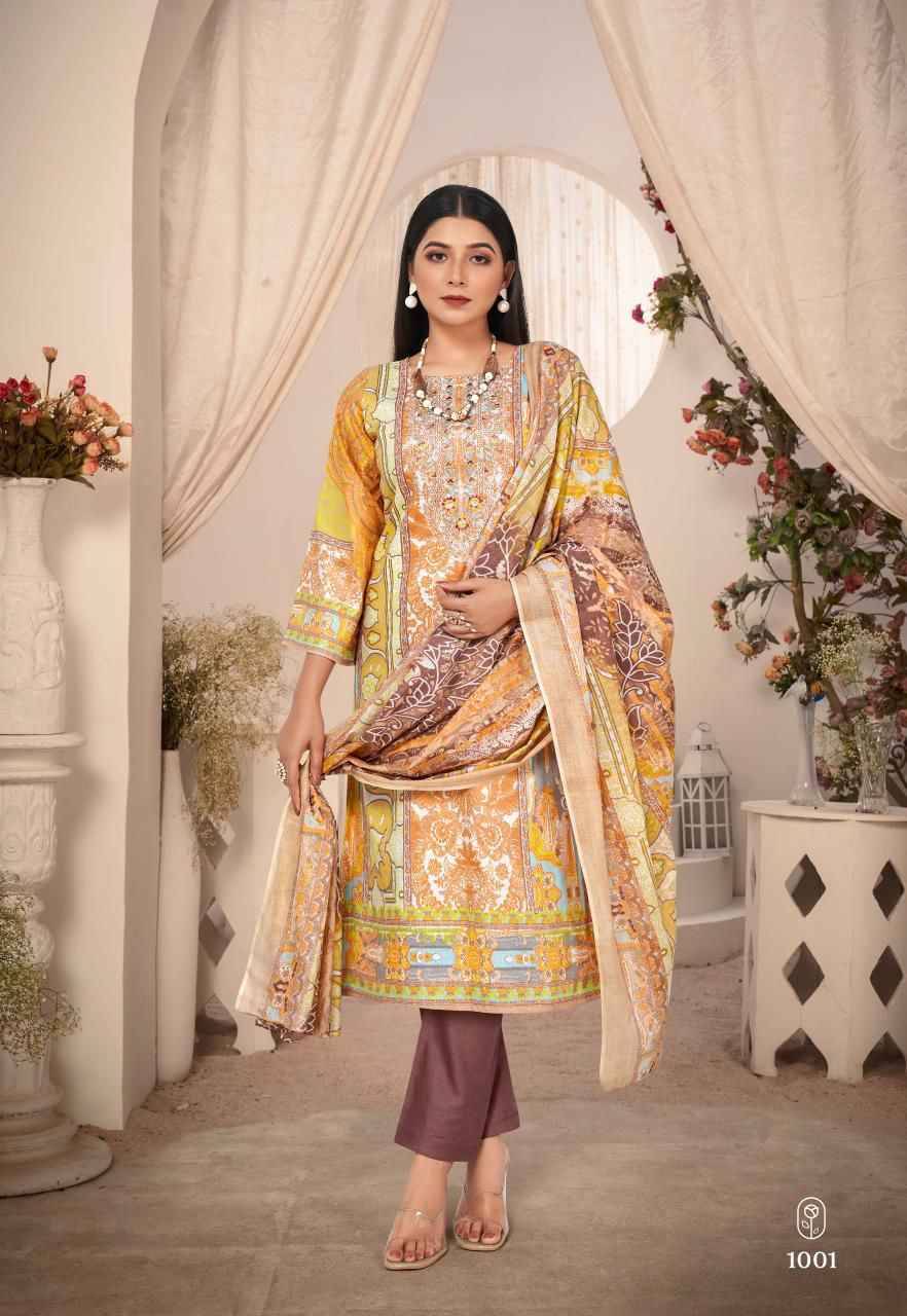 Naira Vol-1 By Saanvi Trends 1001 To 1008 Series Beautiful Suits Colorful Stylish Fancy Casual Wear & Ethnic Wear Pure Lawn Cotton Print Dresses At Wholesale Price