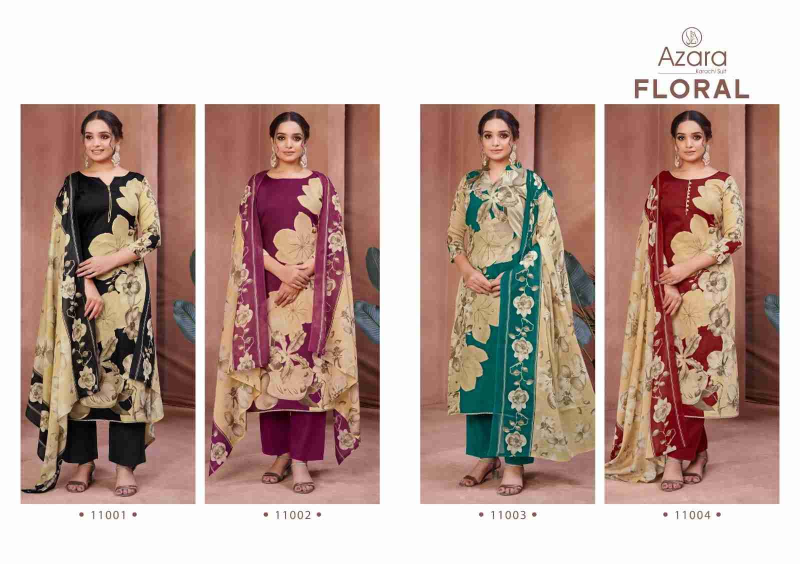 Floral By Azara 11001 To 11004 Series Beautiful Festive Suits Stylish Fancy Colorful Casual Wear & Ethnic Wear Jam Cotton Print Dresses At Wholesale Price