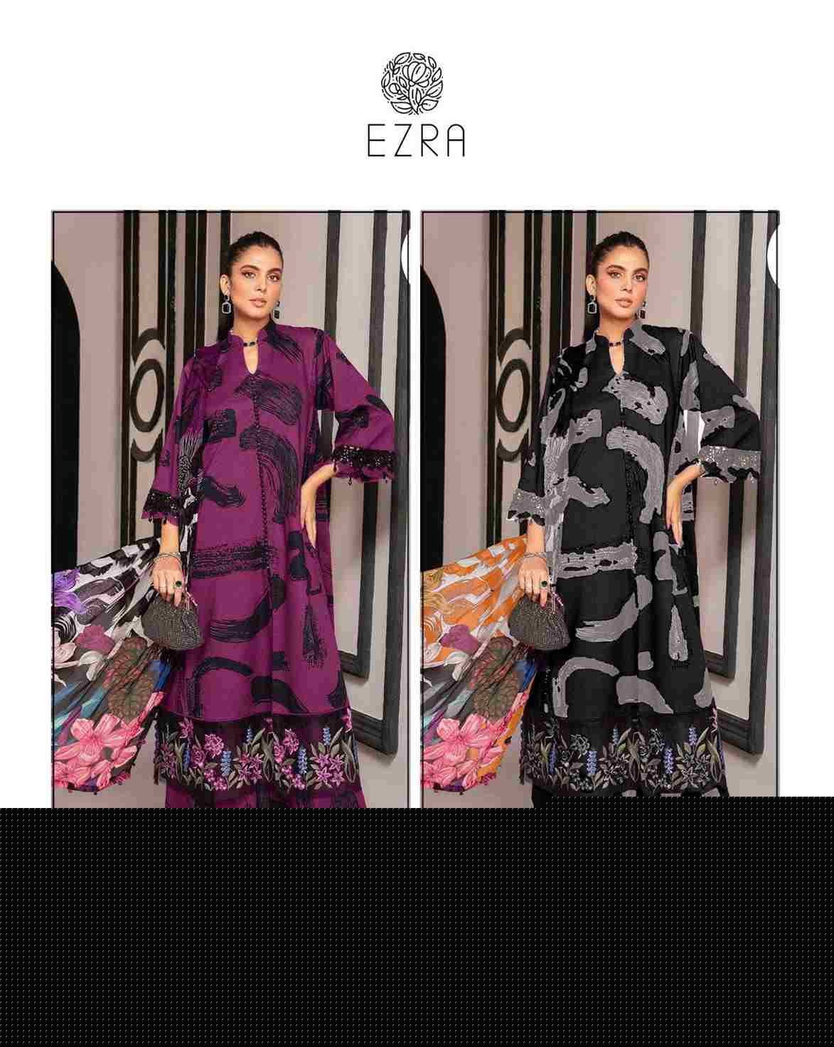 Ezra 1001 Colours By Ezra 1001-A To 1001-B Series Pakistani Suits Beautiful Fancy Colorful Stylish Party Wear & Occasional Wear Pure Cotton Embroidery Dresses At Wholesale Price