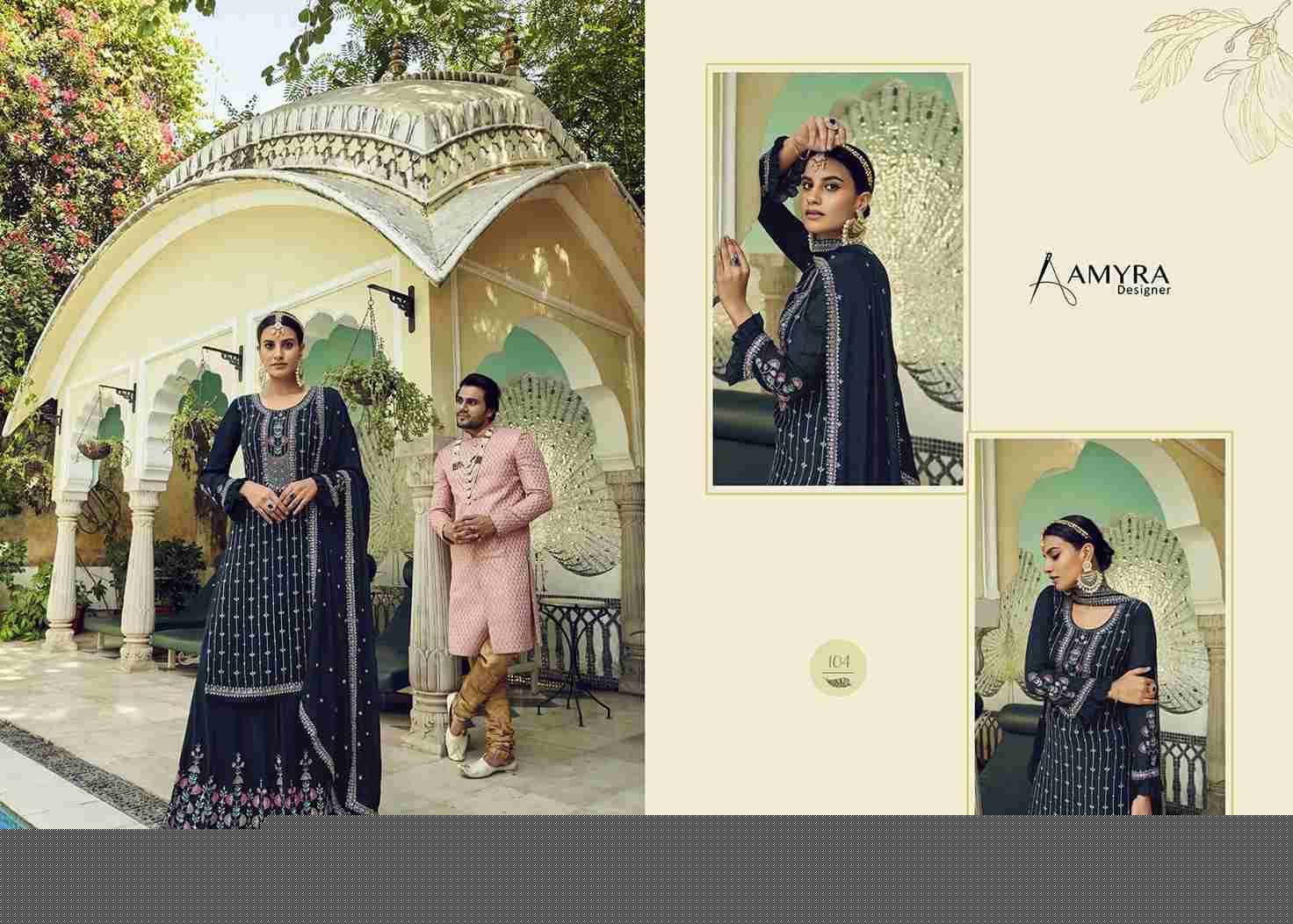 Niharika By Amyra Designer 101 To 104 Series Beautiful Stylish Sharara Suits Fancy Colorful Casual Wear & Ethnic Wear & Ready To Wear Heavy Georgette Embroidered Dresses At Wholesale Price