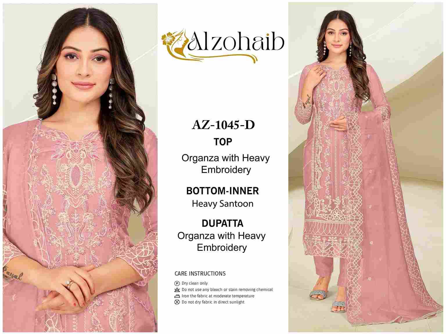 Alzohaib-1045 Colours By Alzohaib 1045-A To 1045-D Series Wholesale Designer Pakistani Suits Collection Beautiful Stylish Fancy Colorful Party Wear & Occasional Wear Organza Dresses At Wholesale Price