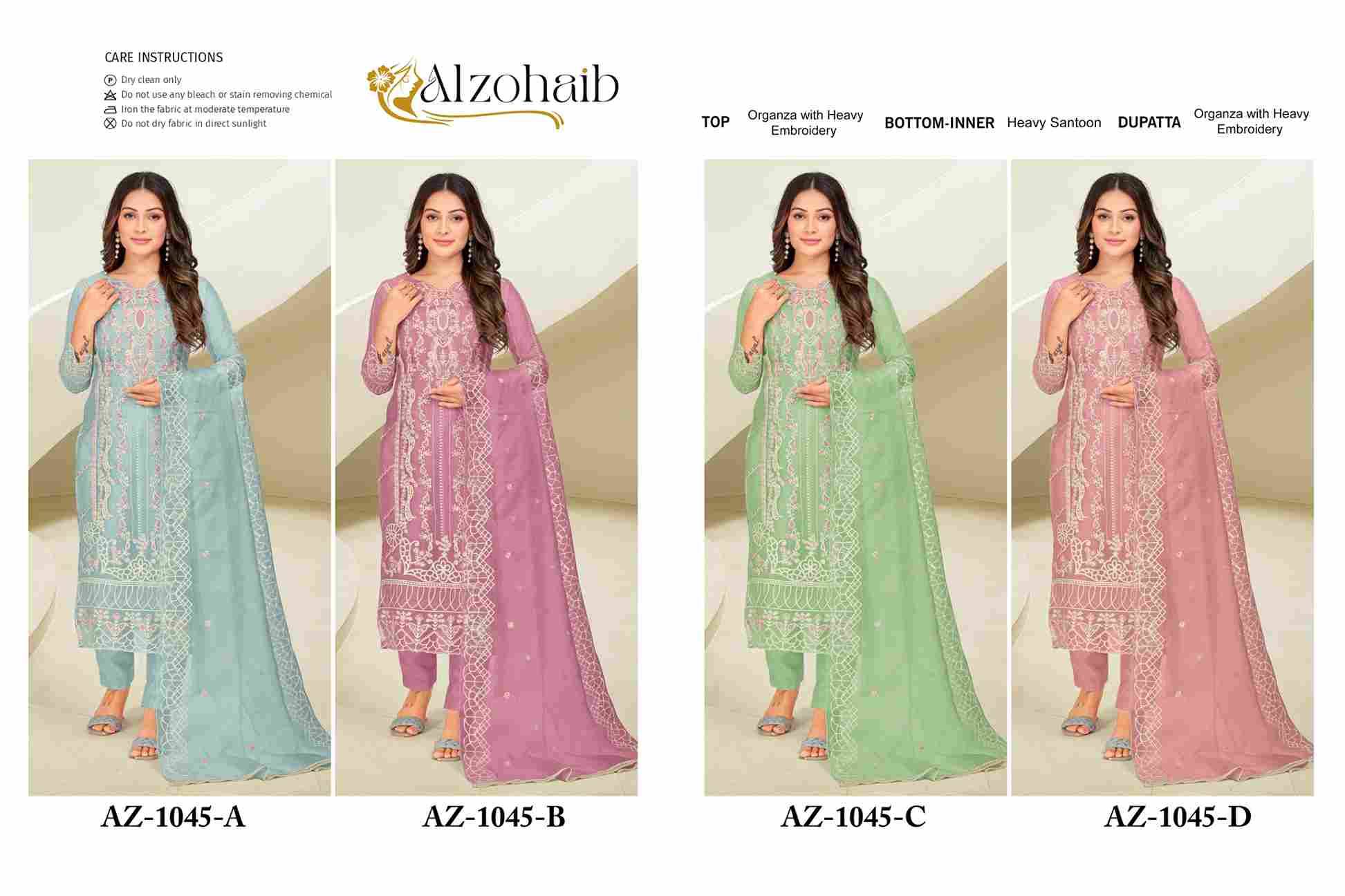 Alzohaib-1045 Colours By Alzohaib 1045-A To 1045-D Series Wholesale Designer Pakistani Suits Collection Beautiful Stylish Fancy Colorful Party Wear & Occasional Wear Organza Dresses At Wholesale Price