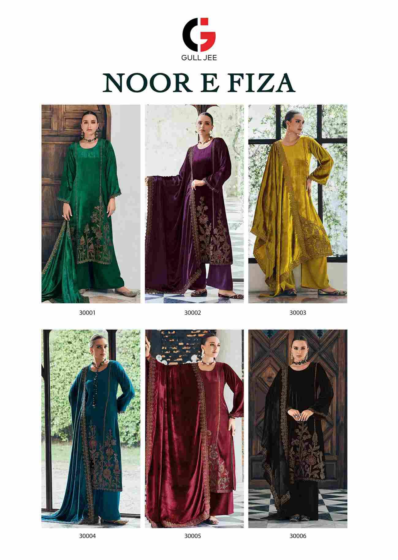 Noor E Fiza By Gull Jee 30001 To 30006 Series Beautiful Festive Suits Colorful Stylish Fancy Casual Wear & Ethnic Wear Viscose Velvet Embroidered Dresses At Wholesale Price