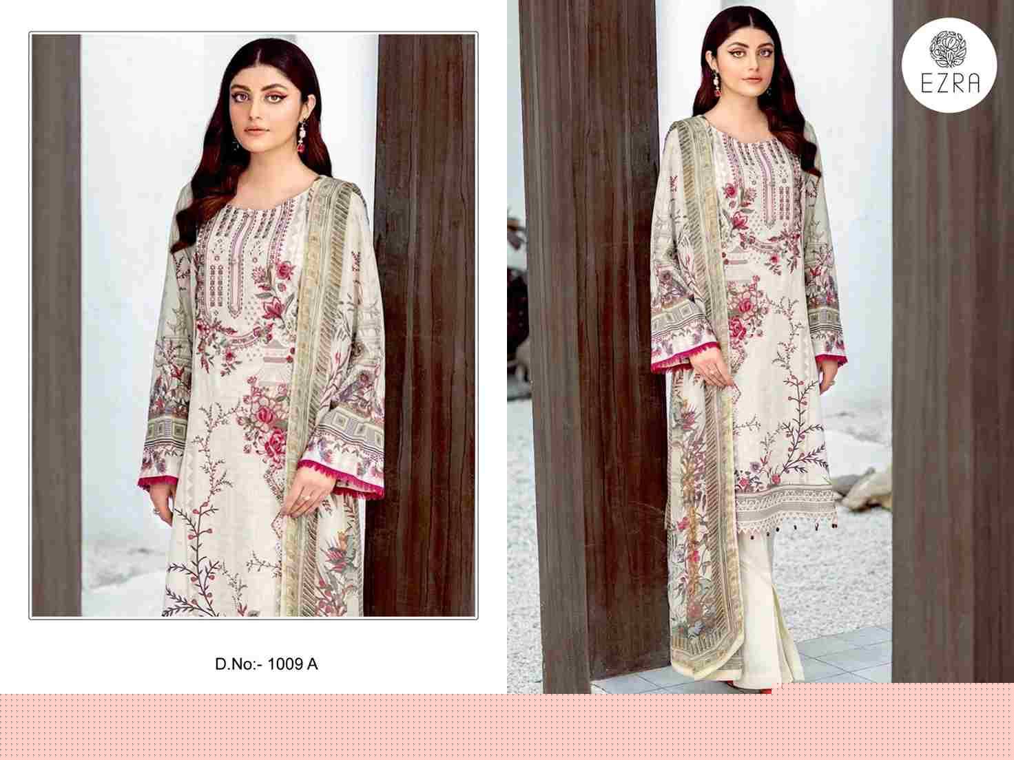 Ezra 1009 Colours By Ezra 1009-A To 1009-B Series Pakistani Suits Beautiful Fancy Colorful Stylish Party Wear & Occasional Wear Pure Cotton Embroidery Dresses At Wholesale Price