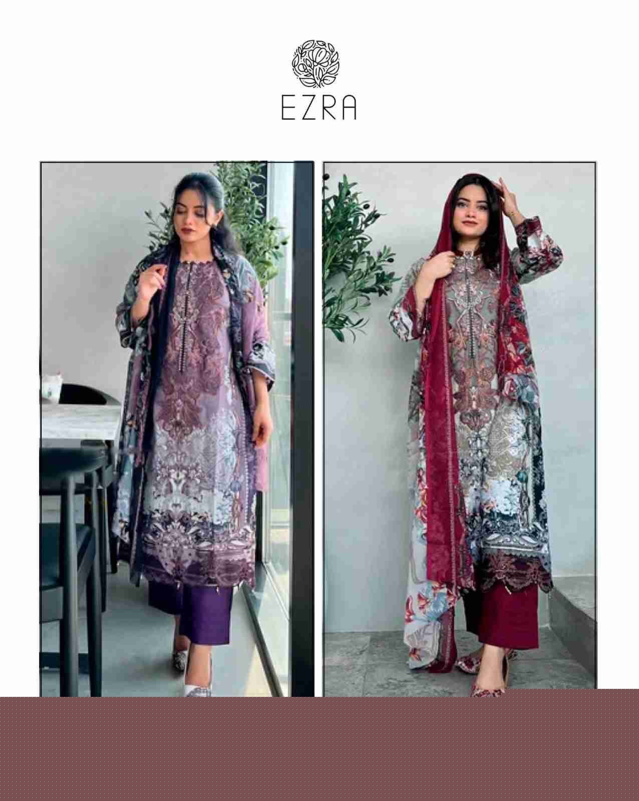 Ezra 1004 Colours By Ezra 1004-A To 1004-B Series Pakistani Suits Beautiful Fancy Colorful Stylish Party Wear & Occasional Wear Pure Cotton Embroidery Dresses At Wholesale Price