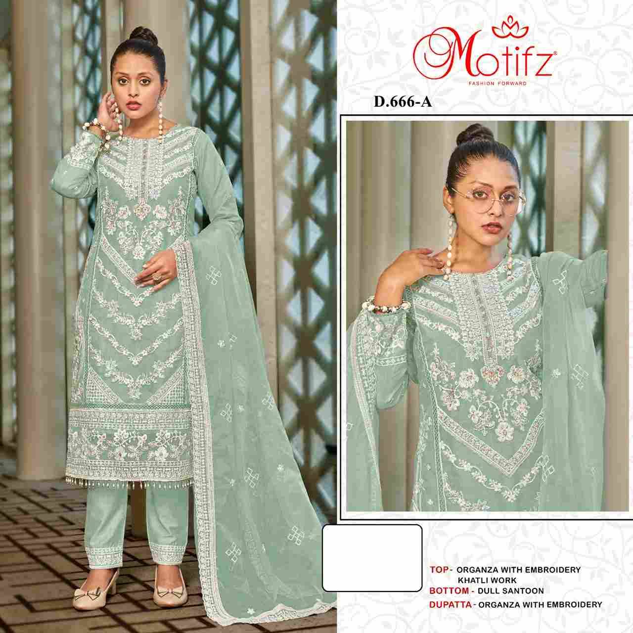 Motifz Hit Design 666 Colours By Motifz 666-A To 666-D Series Beautiful Pakistani Suits Colorful Stylish Fancy Casual Wear & Ethnic Wear Organza Dresses At Wholesale Price