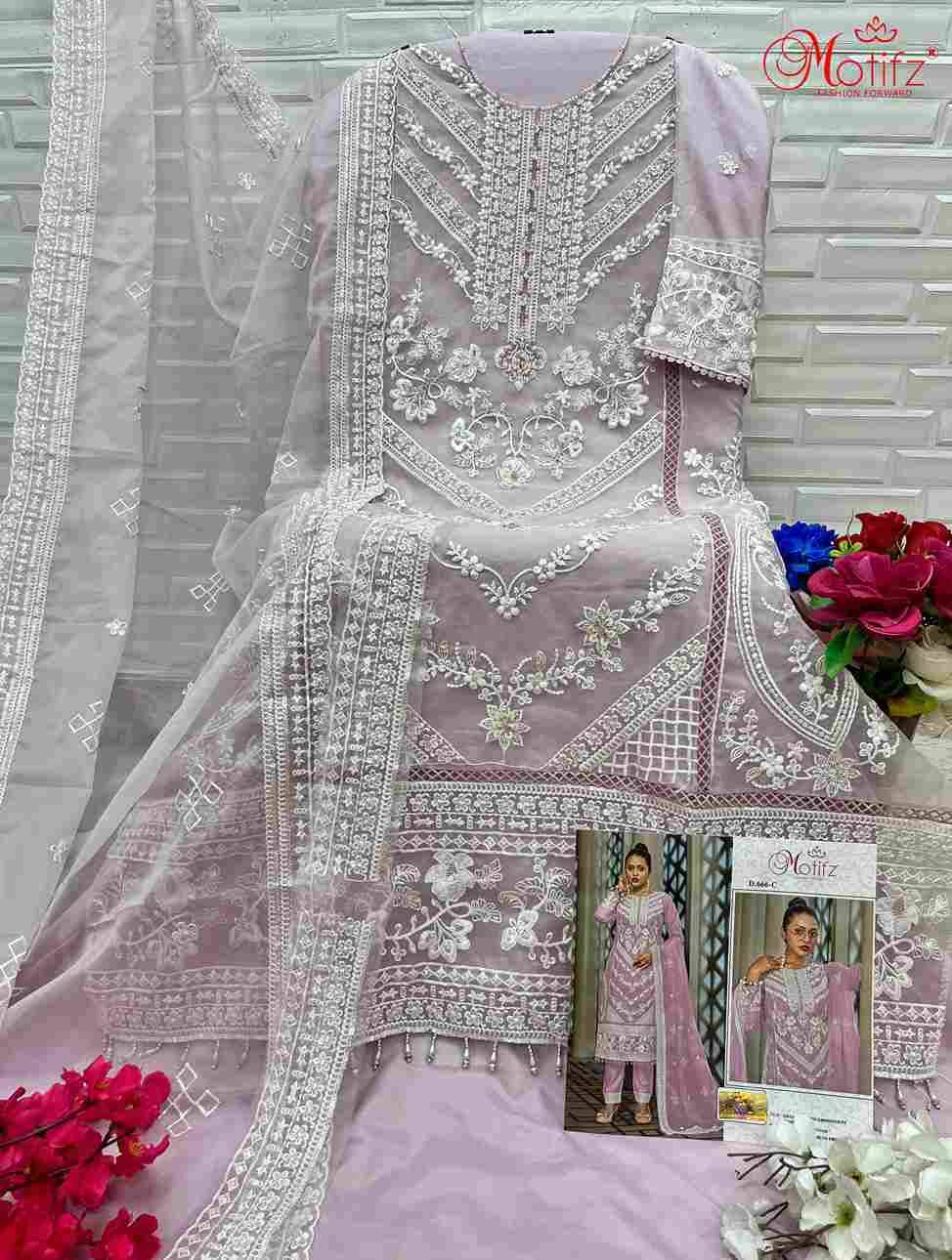 Motifz Hit Design 666 Colours By Motifz 666-A To 666-D Series Beautiful Pakistani Suits Colorful Stylish Fancy Casual Wear & Ethnic Wear Organza Dresses At Wholesale Price