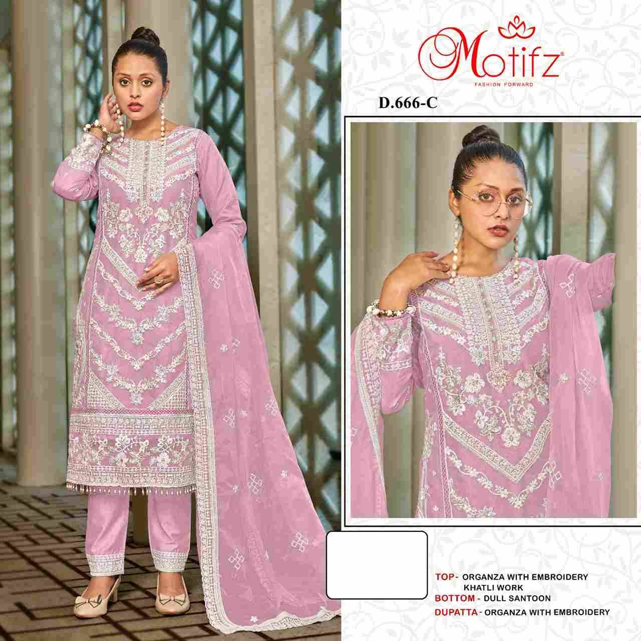 Motifz Hit Design 666 Colours By Motifz 666-A To 666-D Series Beautiful Pakistani Suits Colorful Stylish Fancy Casual Wear & Ethnic Wear Organza Dresses At Wholesale Price