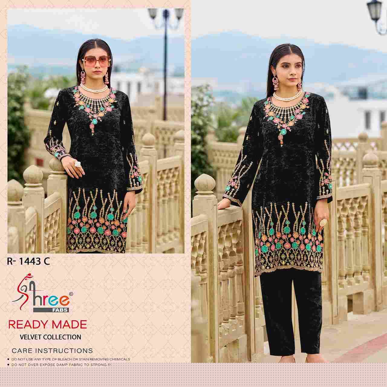 Shree Fabs Hit Design R-1443 Colours By Shree Fabs R-1443-A To R-1443-D Series Designer Pakistani Suits Collection Beautiful Stylish Fancy Colorful Party Wear & Occasional Wear Viscose Velvet Kurtis With Bottom At Wholesale Price