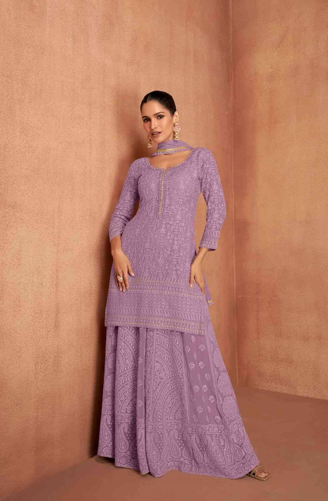 Mannat By Gulkayra Designer 7496-A To 7496-D Series Designer Sharara Suits Beautiful Fancy Colorful Stylish Party Wear & Occasional Wear Heavy Georgette Dresses At Wholesale Price