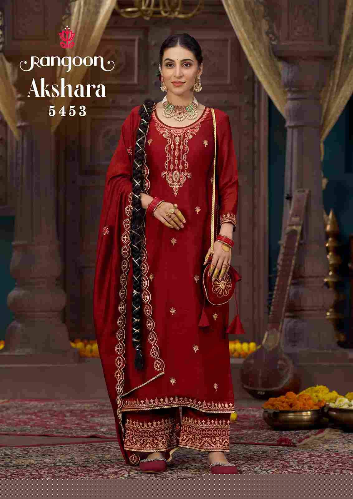 Akshara By Rangoon 5451 To 5456 Series Beautiful Festive Suits Stylish Fancy Colorful Casual Wear & Ethnic Wear Silk With Work Dresses At Wholesale Price