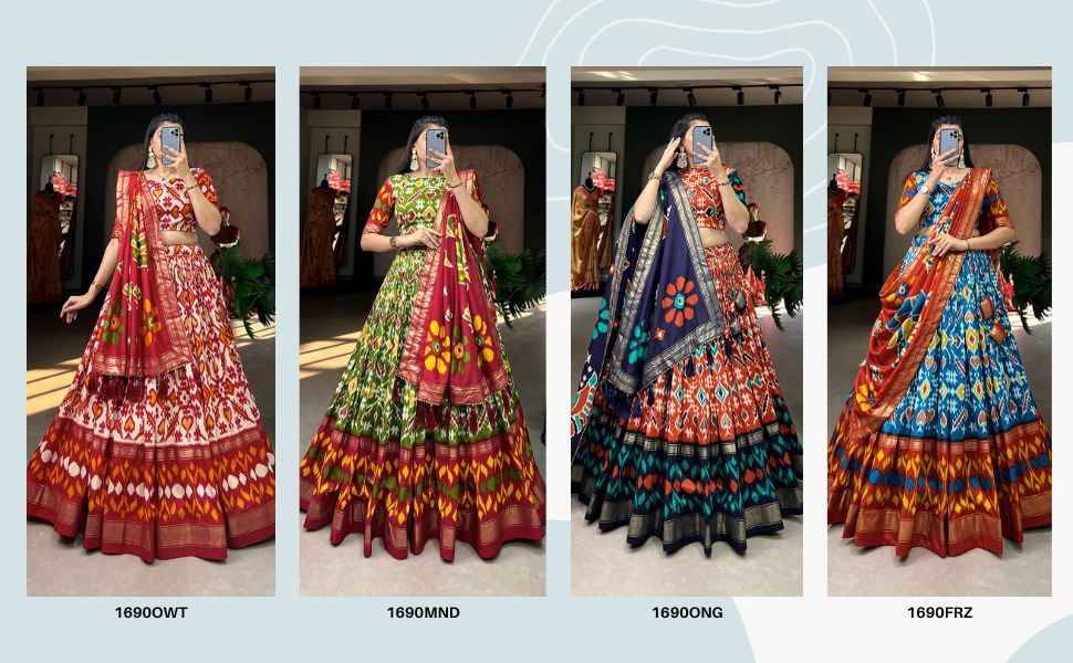 Navratri Lehenga 1690 Colours By Fashid Wholesale 1690-A To 1690-D Series Designer Beautiful Navratri Collection Occasional Wear & Party Wear Tussar Silk Lehengas At Wholesale Price