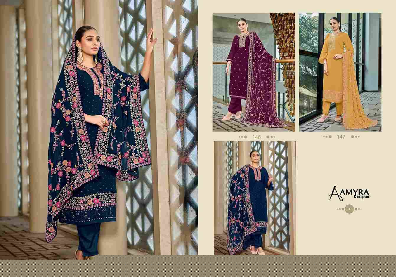 Aaina Vol-11 By Amyra Designer 146 To 148 Series Festive Suits Beautiful Fancy Colorful Stylish Party Wear & Occasional Wear Heavy Georgette Dresses At Wholesale Price