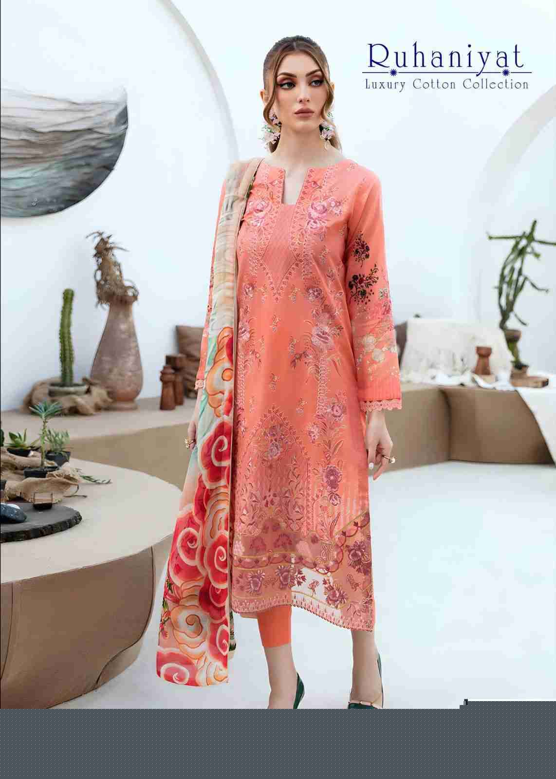Ruhaniyat Vol-6 By Fashid Wholesale 601 To 606 Series Beautiful Suits Colorful Stylish Fancy Casual Wear & Ethnic Wear Pure Cotton Embroidered Dresses At Wholesale Price