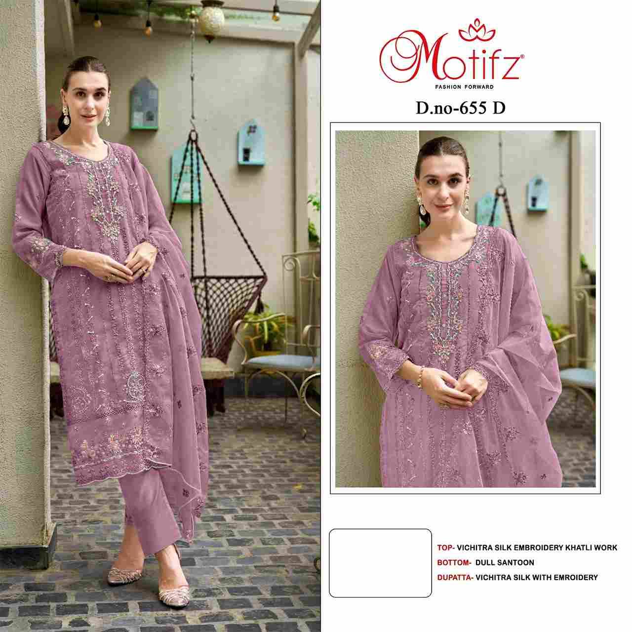 Motifz Hit Design 655 Colours By Motifz 655-A To 655-D Series Beautiful Pakistani Suits Colorful Stylish Fancy Casual Wear & Ethnic Wear Vichitra Silk Dresses At Wholesale Price