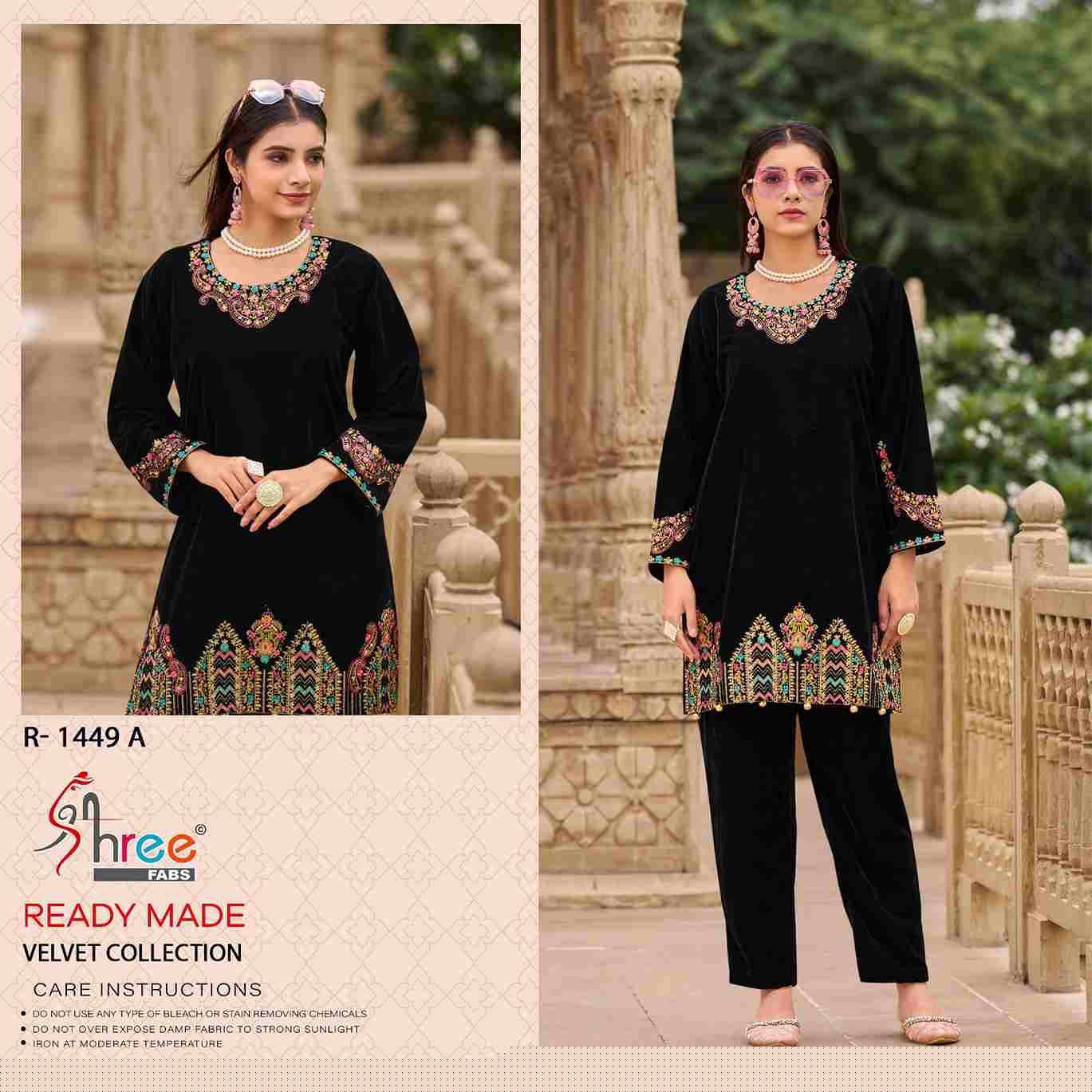 Shree Fabs Hit Design R-1449 Colours By Shree Fabs R-1449-A To R-1449-D Series Designer Pakistani Suits Collection Beautiful Stylish Fancy Colorful Party Wear & Occasional Wear Velvet Kurtis With Bottom At Wholesale Price