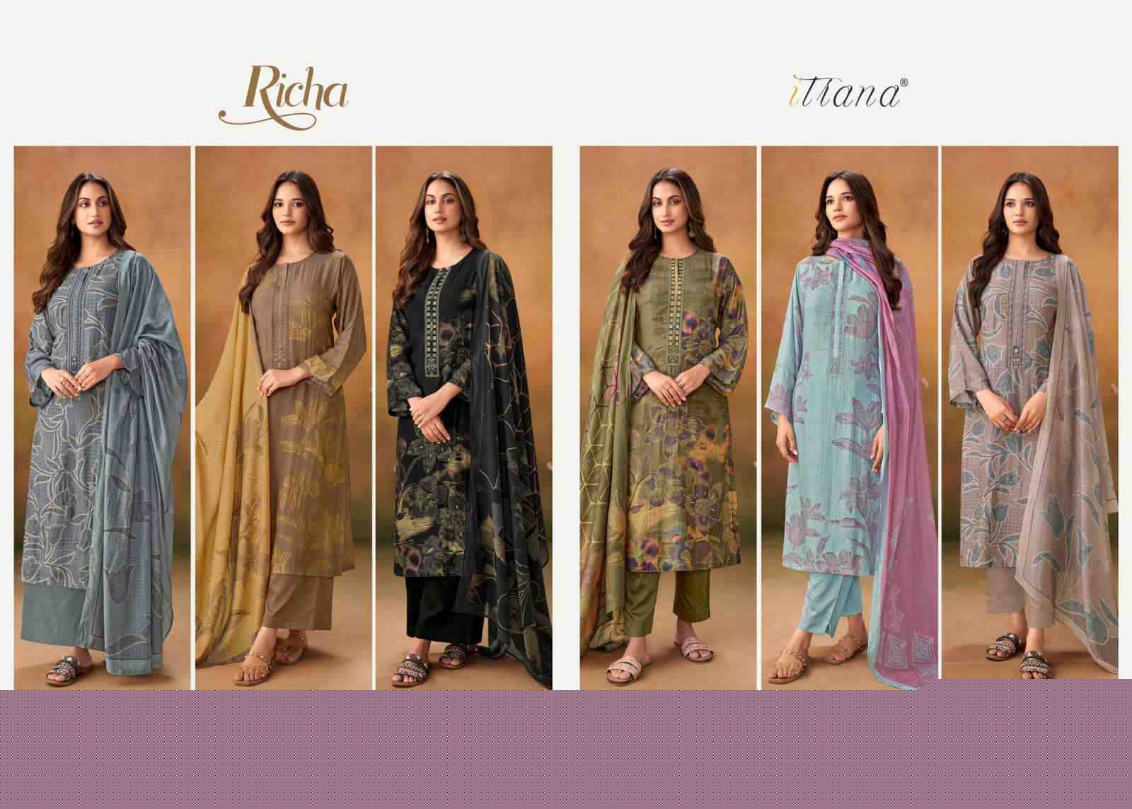 Richa By Itrana Beautiful Festive Suits Colorful Stylish Fancy Casual Wear & Ethnic Wear Muslin Dresses At Wholesale Price