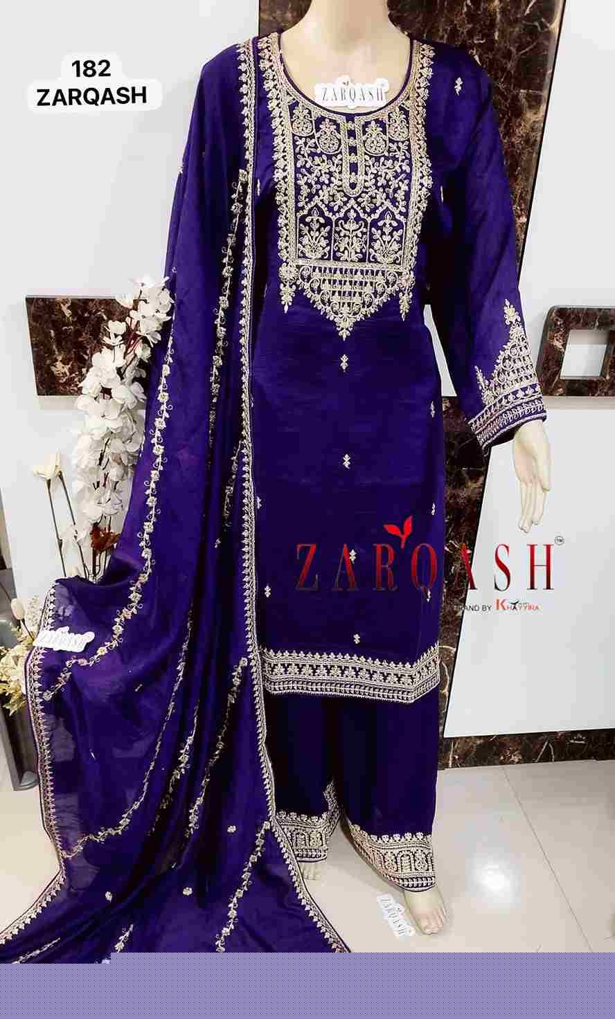 Zarqash Hit Design Z-182 By Zarqash Designer Festive Pakistani Suits Collection Beautiful Stylish Fancy Colorful Party Wear & Occasional Wear Vichitra Silk With Embroidered Dresses At Wholesale Price