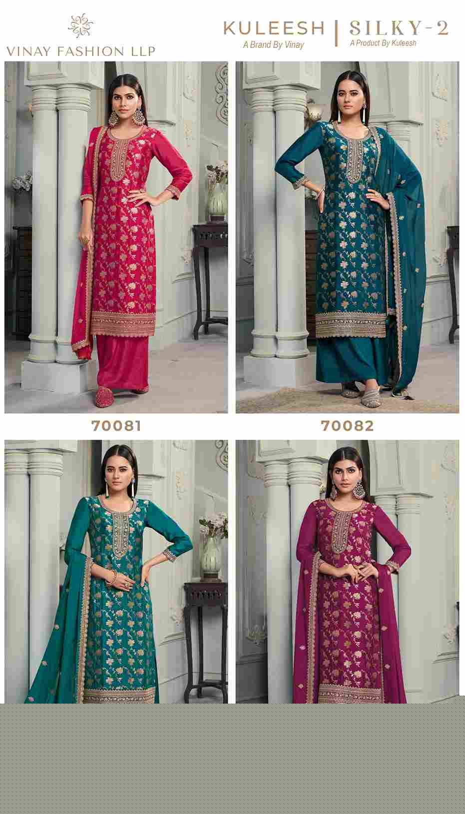 Silky Vol-2 By Vinay Fashion 70081 To 70084 Series Designer Festive Suits Collection Beautiful Stylish Fancy Colorful Party Wear & Occasional Wear Silk Jacquard Dresses At Wholesale Price