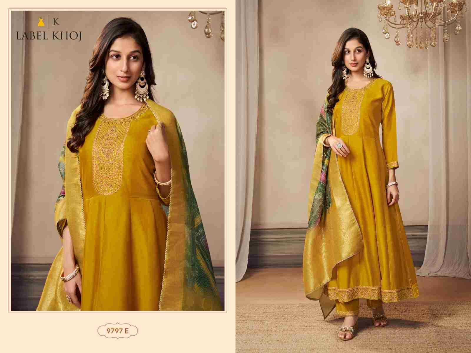 Label Khoj 9797 Colours By Label Khoj 9797-A To 9797-H Series Designer Festive Festive Suits Collection Beautiful Stylish Fancy Colorful Party Wear & Occasional Wear Silk Dresses At Wholesale Price