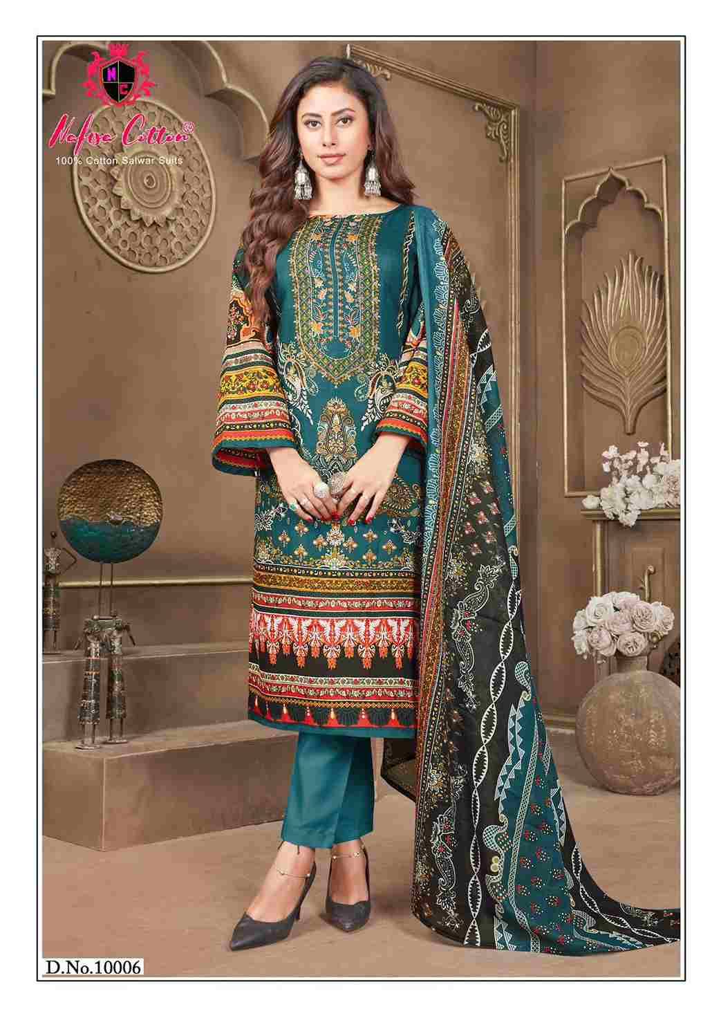Safina Vol-10 By Nafisa Cotton 10001 To 10006 Series Beautiful Festive Suits Colorful Stylish Fancy Casual Wear & Ethnic Wear Pure Cotton Embroidered Dresses At Wholesale Price