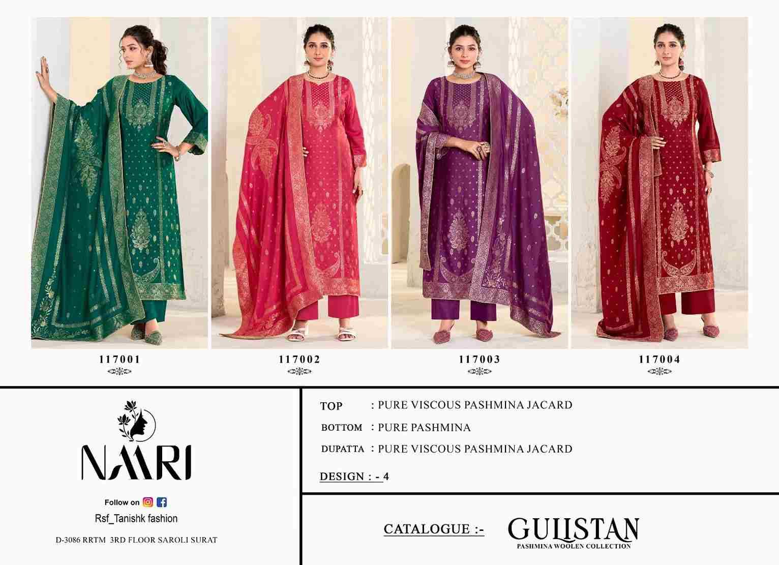 Gulistan By Naari 117001 To 117004 Series Beautiful Festive Suits Stylish Fancy Colorful Casual Wear & Ethnic Wear Pashmina Jacquard Dresses At Wholesale Price