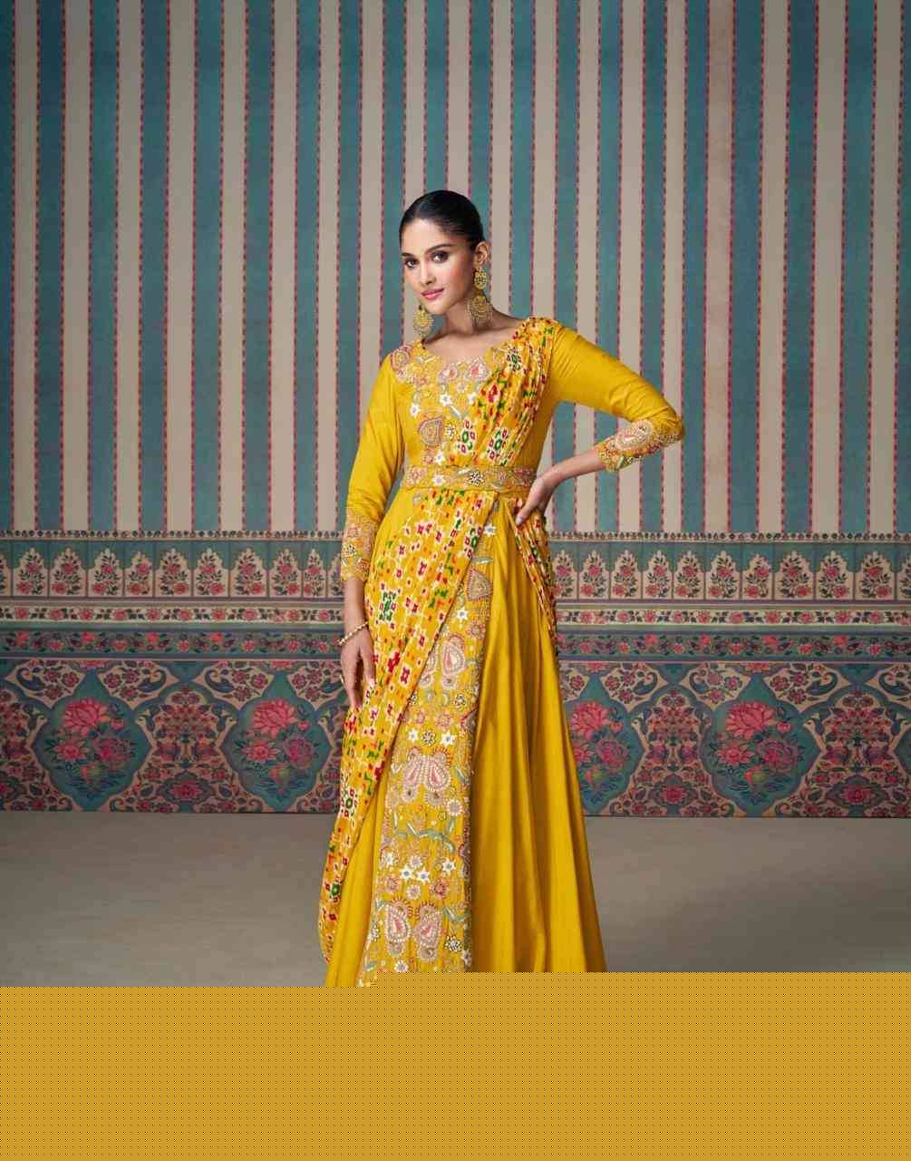 Ethnic By Sayuri 5681 To 5683 Series Designer Stylish Fancy Colorful Beautiful Party Wear & Ethnic Wear Collection Chinnon Silk Gown At Wholesale Price