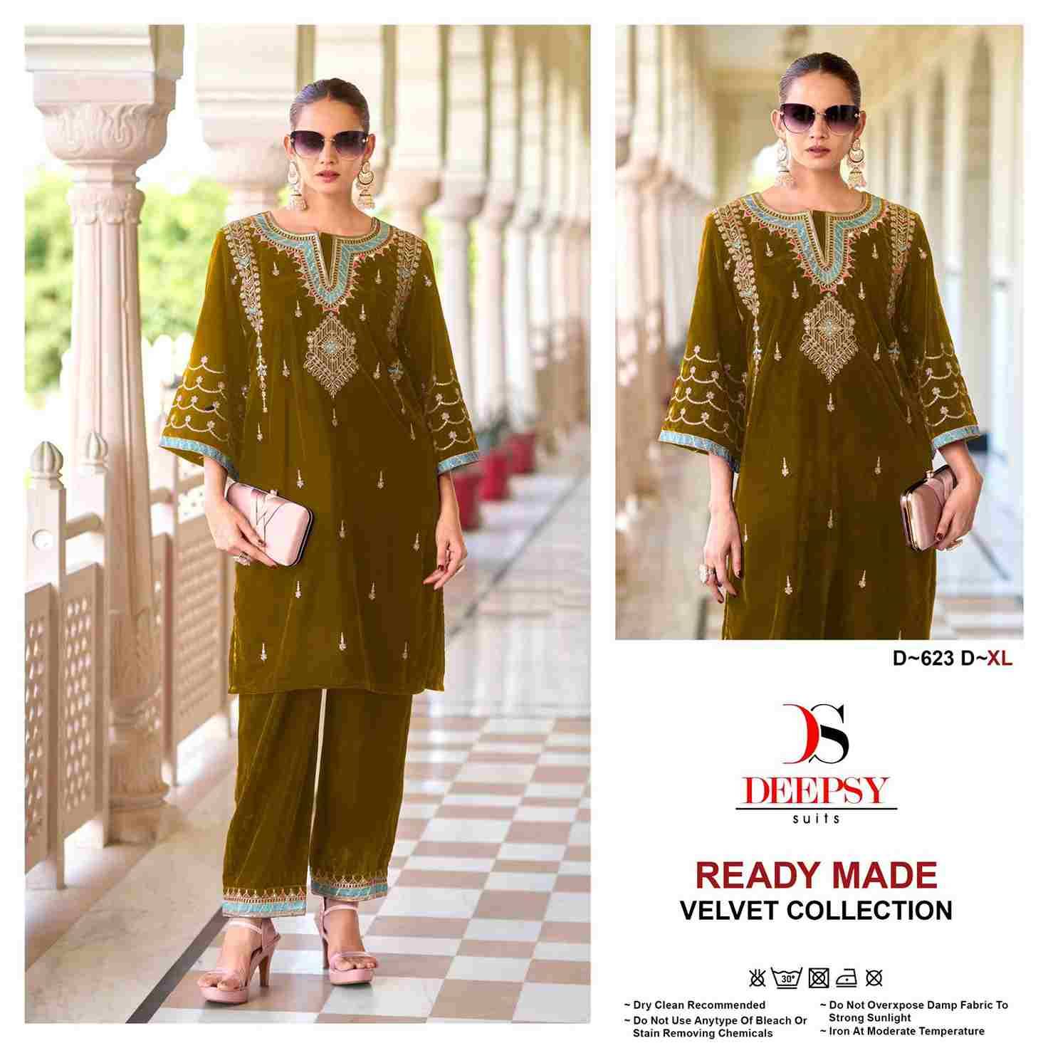 Deepsy Hit Design 623 Colours By Deepsy Suits 623-A To 623-D Series Designer Pakistani Suits Collection Beautiful Stylish Fancy Colorful Party Wear & Occasional Wear Velvet Kurtis With Bottom At Wholesale Price