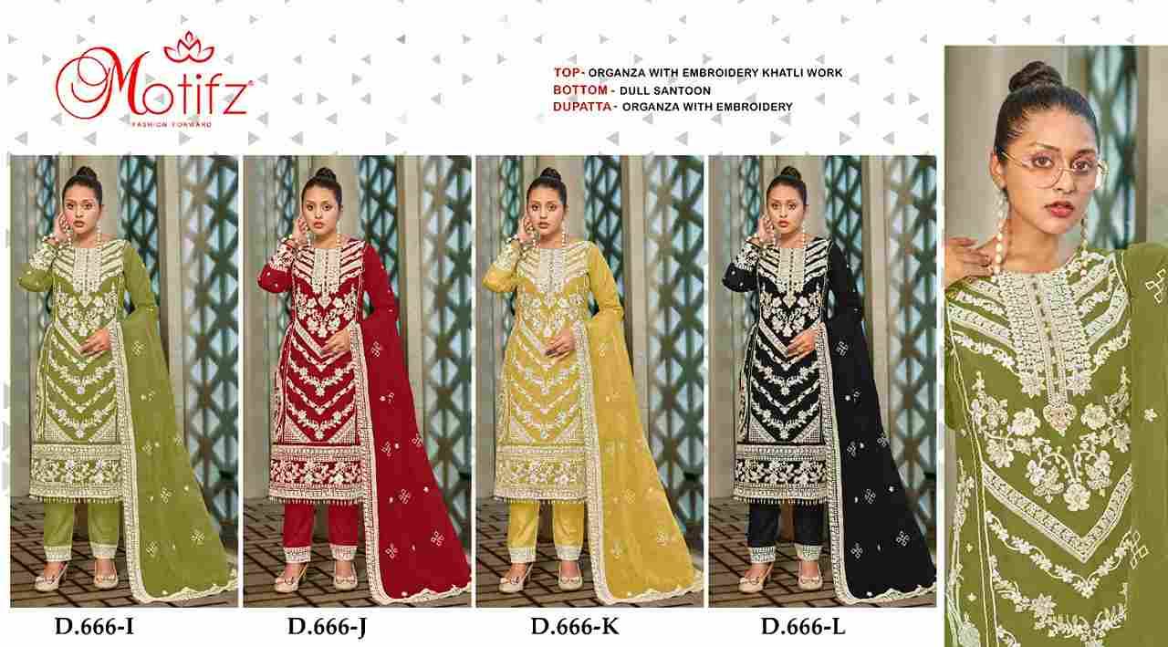 Motifz Hit Design 666 Colours Vol-3 By Motifz 666-I To 666-L Series Beautiful Pakistani Suits Colorful Stylish Fancy Casual Wear & Ethnic Wear Organza Dresses At Wholesale Price