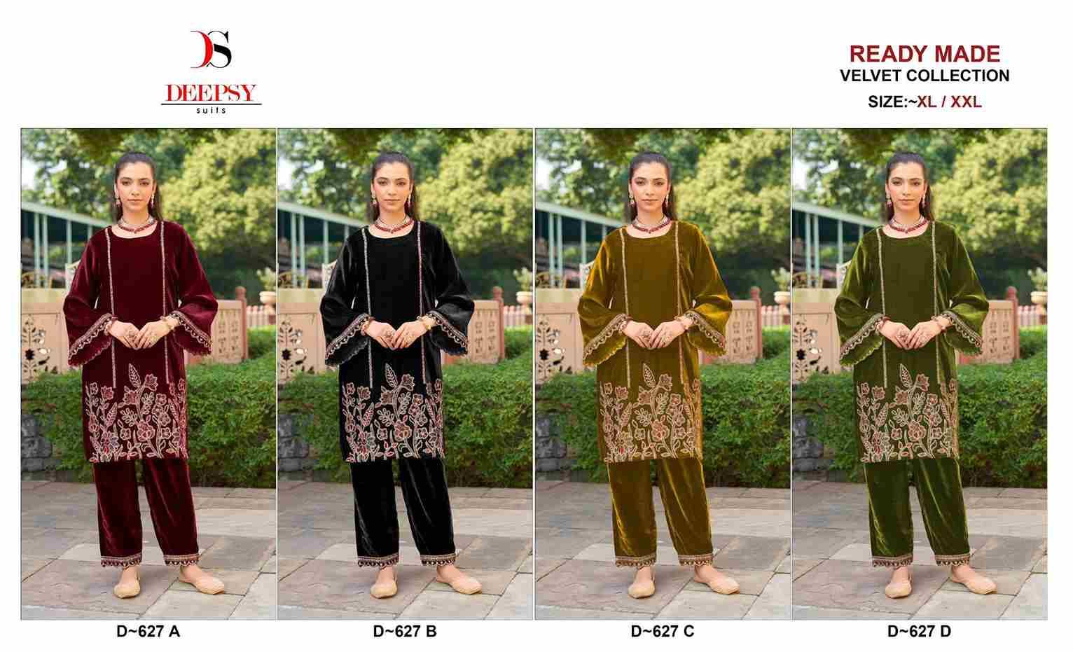Deepsy Hit Design 627 Colours By Deepsy Suits 627-A To 627-D Series Designer Pakistani Suits Collection Beautiful Stylish Fancy Colorful Party Wear & Occasional Wear Velvet Kurtis With Bottom At Wholesale Price