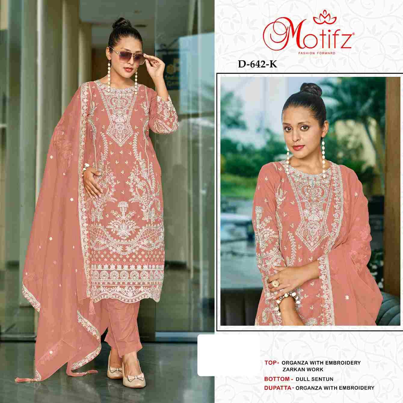 Motifz Hit Design 642 Colours Vol-3 By Motifz 642-I To 642-L Series Beautiful Pakistani Suits Colorful Stylish Fancy Casual Wear & Ethnic Wear Organza Dresses At Wholesale Price