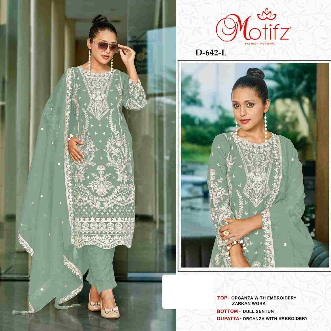 Motifz Hit Design 642 Colours Vol-3 By Motifz 642-I To 642-L Series Beautiful Pakistani Suits Colorful Stylish Fancy Casual Wear & Ethnic Wear Organza Dresses At Wholesale Price