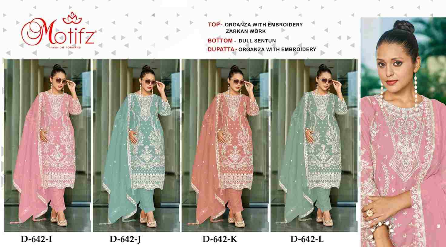 Motifz Hit Design 642 Colours Vol-3 By Motifz 642-I To 642-L Series Beautiful Pakistani Suits Colorful Stylish Fancy Casual Wear & Ethnic Wear Organza Dresses At Wholesale Price