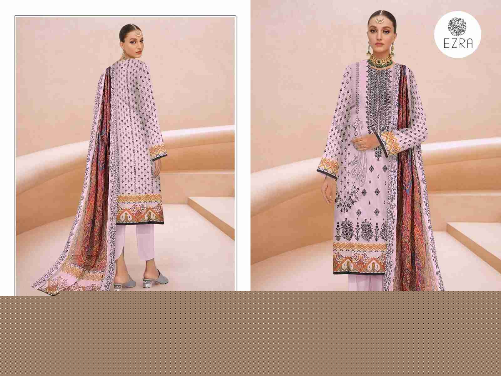 Ezra 1017 Colours By Ezra 1017-A To 1017-B Series Pakistani Suits Beautiful Fancy Colorful Stylish Party Wear & Occasional Wear Pure Cotton Embroidery Dresses At Wholesale Price